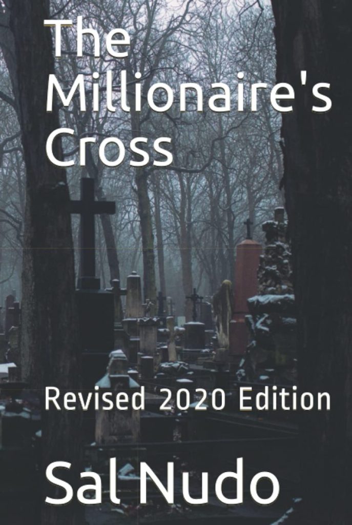 Cover of The Millionaire's Cross by Sal Nudo depicting a deserted snow-covered cemetery