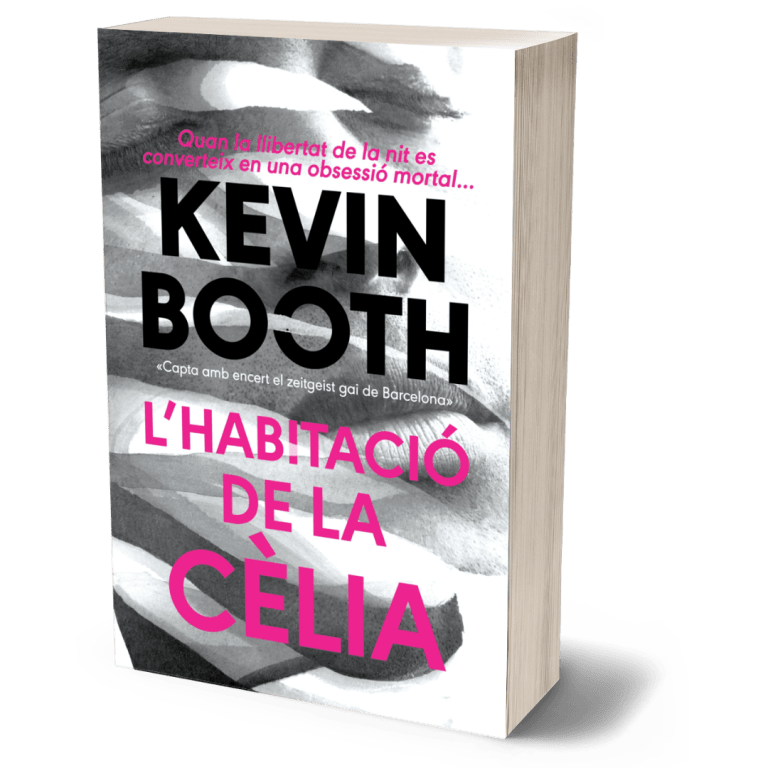 Portada de L'habitació de la Cèlia en català,  en grisos i rosa es veu la cara d'un home jove negre tapat de fum