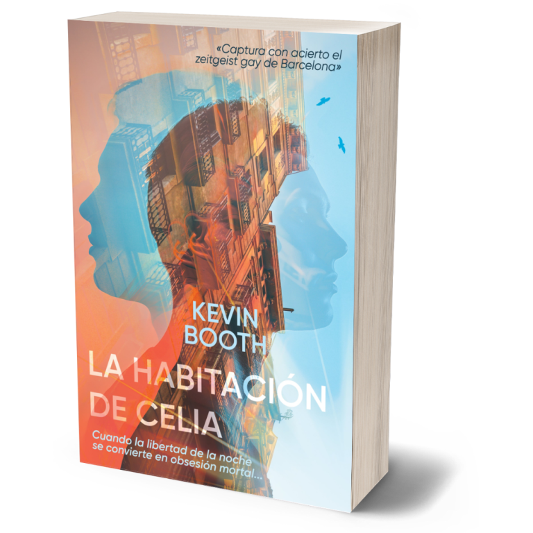 Portada de La habitació de Celia en español,  en grisos y rosa se ve la cara de un joven negro tapado de humo